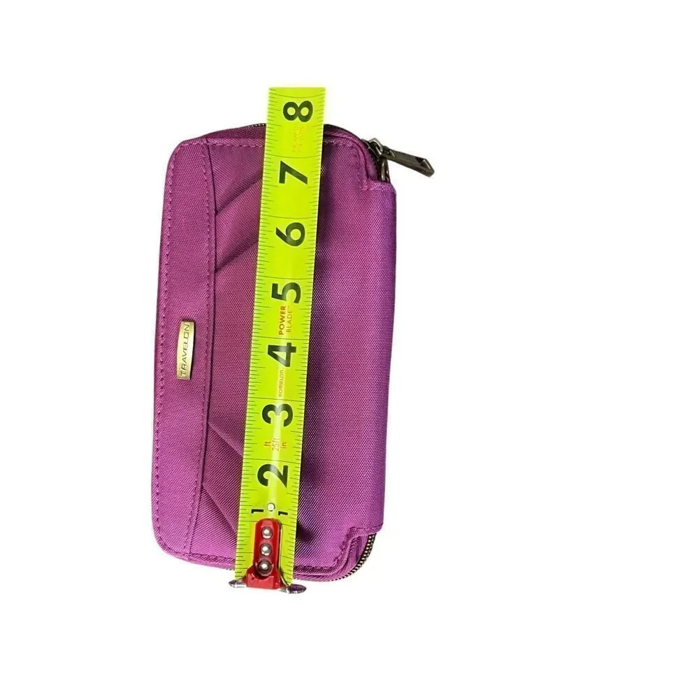 TRAVELON Clutch Zip Around Wallet Rose RFID Blocking Plum Purple Interior